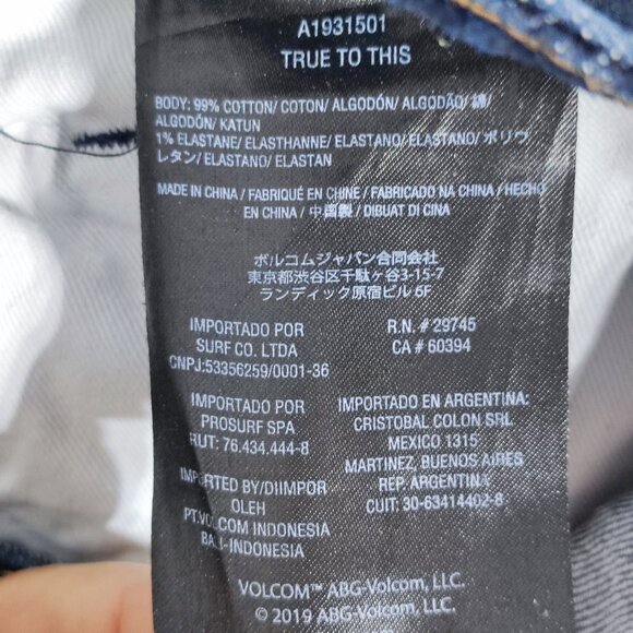 Volcom Vorta jeans men's size 30 Atlantic blue colour Slim Straight - Picture 7 of 13